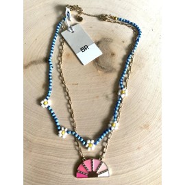 BP Nordstrom BP. Layered 2 Tier Goldtone Chain & Blue Bead Necklace Jewelry