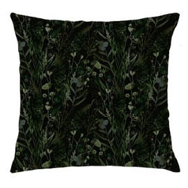Nipil Dark Green Botanical Pillow Covers 18x18, Plant Room Decor, Vintage Rustic Cottagecore Forest Green Nature Leaves Plants Wildflower Decorative Throw Pillow Covers