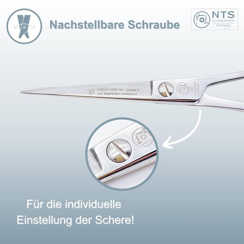 NTS-Solingen Shiny Line Hairdressing Scissors, Professional Hair Scissors, High-Gloss Polished,