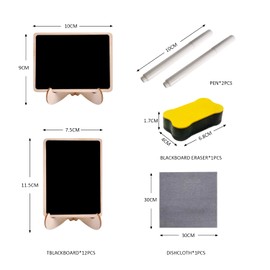 12 Pieces Mini Blackboards with 2 Whiteboard Pens, 1 Blackboard Eraser and Cloth, Rectangular Mini Chalkboard Logo, Desktop Message Board, Logo Board for Wedding Restaut Bar Decoration