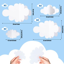 8 Pcs 3D Cloud Decorations Hanging Clouds for Ceiling Artificial Clouds Props Fake Cloud Ornaments Cloud Props for Art Wedding Bridal Shower Bedroom