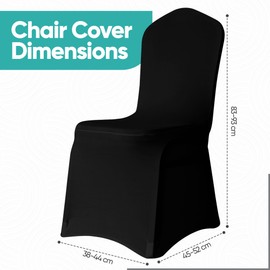 Trimming Shop Chair Cover Spandex Polyester Stretch Fabric Front Flat Dining Sliovers Washable & Removable Wedding Chair Cover for Banquets Ceremony & Hotel Dinner (Black, Pack of 4)