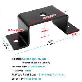 eoere 4 PCS Trailer Stake Pocket Brackets, Fit 2x4 Lumber Uprights or Steel Stake Posts, Inner Size: 1-5/8" x 3-1/2", Steel Thickness 5/32"