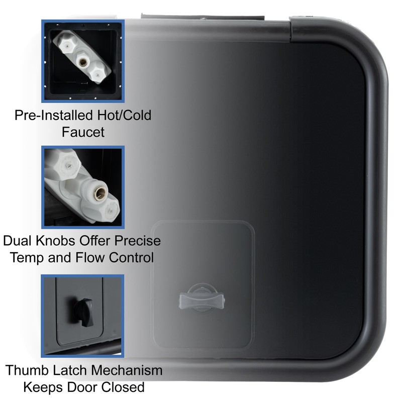 RecPro RV Exterior Shower Box with Hot & Cold Faucet