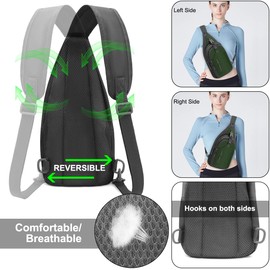 REETEE Lightweight Chest Bag Sling Shoulder Backpacks, Chest Bag Men's with Adjustable Shoulder Strap, Shoulder Bag Crossbody Bag Backpack for Outdoor Sports, Cycling, Dog Hiking, dark green, leisure