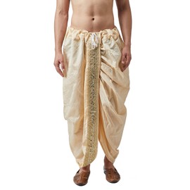 Sojanya (Since 1958, Seda, Border Dhoti para hombre, Oro, Talla única