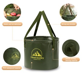 Wetinforu Collapsible Bucket 5 Gallon Container Folding Water Bucket Portable Outdoor for Travelling Camping Hiking Fishing Gardening Buckets, 20L