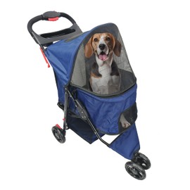 AmorosO Pet Stroller for Convenience and Mobility | Effortless Cat and Dog Pet Carrier | Storage Compartment & Foldable for Easy Walking and Transport | Indoor and Outdoor Uses | Blue Pet Carrier