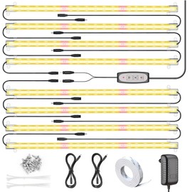 LED Grow Light for Indoor Plants, Grow Lights 80W Full Spectrum, 4 Dimmable Levels Sunlike Grow Lamp, Auto On/Off 3/6/12H Timer Grow Light Strips for Flower Succulent Hydroponics Greenhouse, 8 Pack