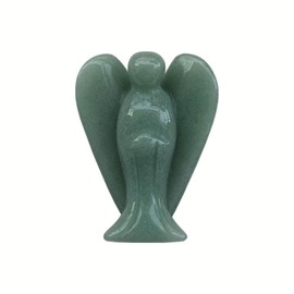 Sunshcat Natural Green Aventurine 1.5 inches Carving Pocket Palm Stone Figurines,Healing Crystal Prayer Guardian Angel Statue Decoration