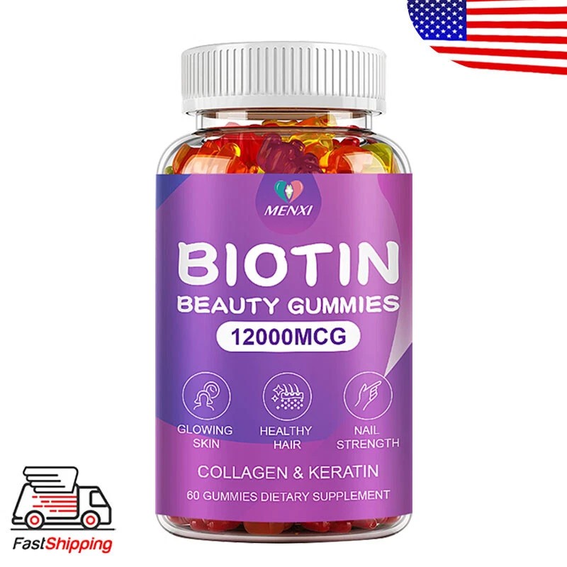 Organic Biotin Collagen Gummies Hair Skin Nails Joints Vitamins Immune