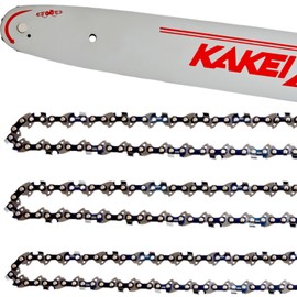 KAKEI 18 Inch Bar and Chain Combo - 3/8" LP Pitch, .050" Gauge, 62 Drive Links Fits Poulan, Kobalt, Echo, Ego, Greenworks and More (3 Chains+ 1 Bar)