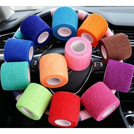 Car Steering Wheel Cover Wrap Tape, Breathable Vehicle Interior Accessories for All Wheels, 12 Pack Non-Slip Steering Wheel Protective Strap Bandage