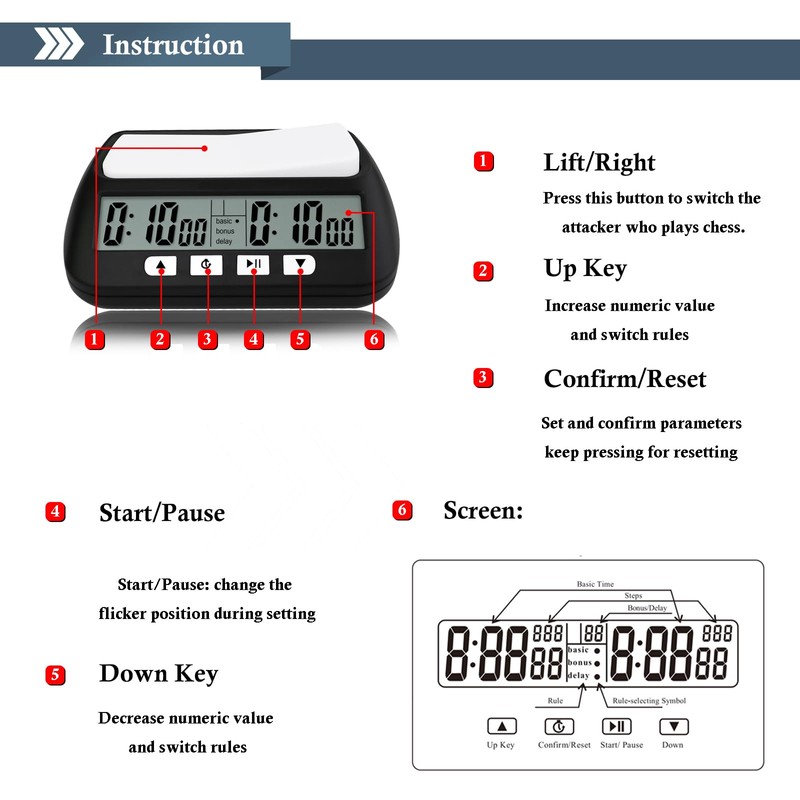 Digital Chess Clock Timer,QINFIEY Chess Timer for Board Games,Professional Chess