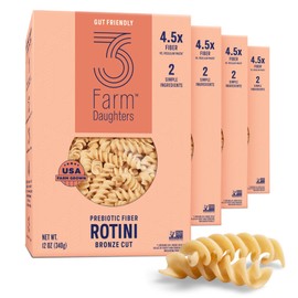Three Farm Daughters High Fiber Pasta Rotini Pack, Low GI, Non GMO Rotini Pasta Noodles, Low Net Carb, Made in the USA, 12 oz. (4 Pack)