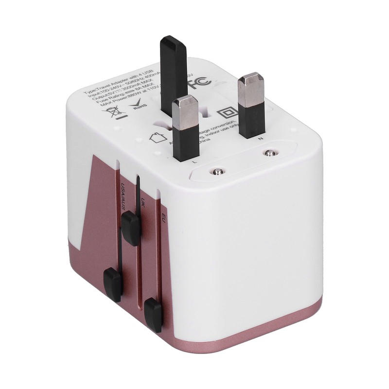 International Power Adapter Travel Plug with 4 USB Ports for