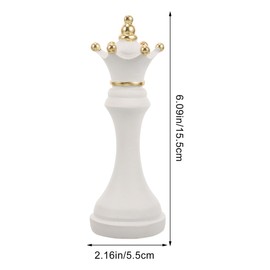 Elegant White Queen Chess Statue Figurine for Home and Office Decor - Artistic Resin Chess Piece for Desktop Bookshelf and Showcase