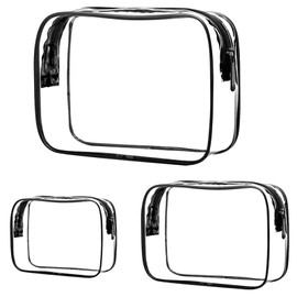 Clear Toiletries Bag, 3 Pcs Clear Makeup Bags Set,Clear Makeup Bags,Waterproof Toiletry Travel Bag,Clear Travel Toiletry Bags with Zippers,for Vacation, Bathroom and Organizing