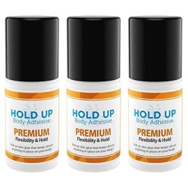 Hold Up 3 Pack - Hold Up Body Adhesive Premium, Roll-On, Pantyhose, Socks, Glue - 2 oz