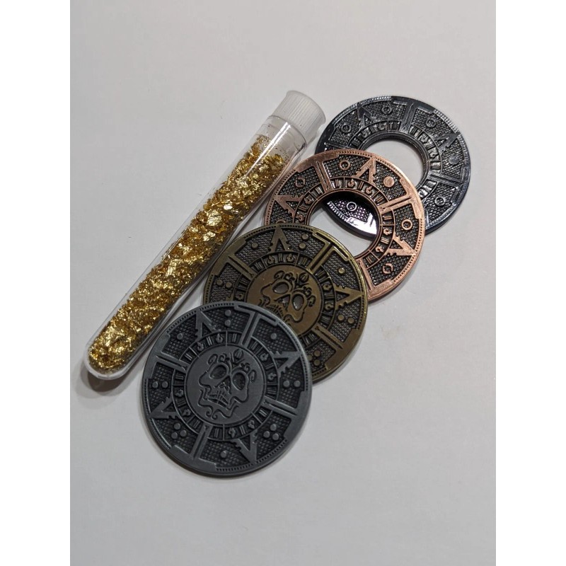 4 PIRATES GOLD METAL POKER CHIPS NEW SILVER GOLD COPPER