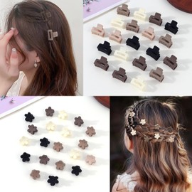 Atoden Mini Flower and Square Hair Clips for Thin Fine Hair 40Pcs Matte Small Claw Clips for Women Girls Neutral Color