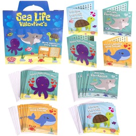 Red Robin Greetings Valentine's Day Cards - Fun Valentine Cards For Kids Sea Life, Word Search Kids Valentines Cards For Boy or Girl (28-Count With Envelopes)