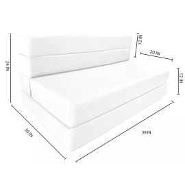 Danfuton Lounger Folding Foam Mattress, Portable Flip Chair Mattress 6 x 39 x 80 White