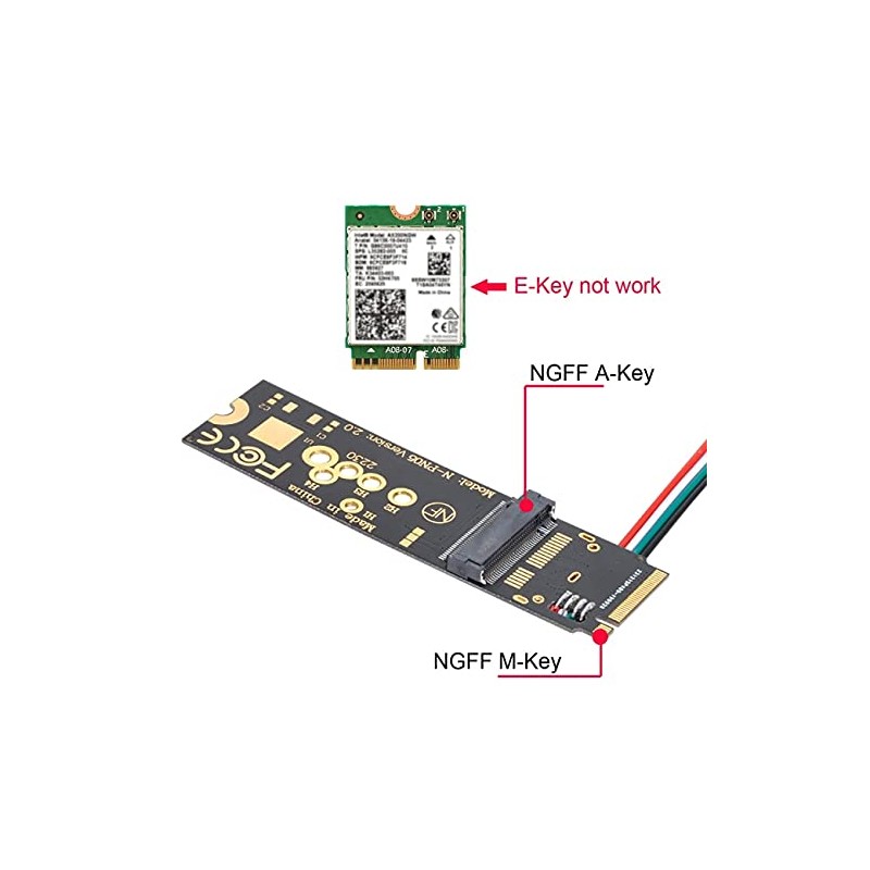 Cablecc Wireless NGFF A/E Key to WiFi Card M.2 NGFF