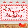 Large Cherry Birthday Banner 70.8 x 43.3 Inch Coquette Bow