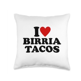I Heart Birria Tacos I Love Birria Tacos Apparel I Love Birria Tacos Red Heart Throw Pillow, 16x16, Multicolor