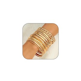 Sakytal Boho Gold Bangle Bracelet Layered Stackable Bracelets Set Indian Textured for Women (Set B)