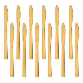 BUY&USE Dinner Knife Stainless Steel Gold Tableware 8-Inch for BBQ Weddings Parties, Quite Fit in Home & Kitchen, 12 Piece