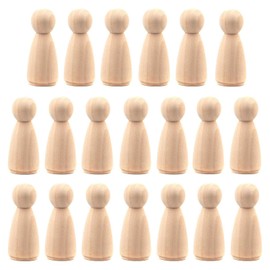 LUUFAN 20pcs Wooden Peg Dolls, Unfinished Wooden Female People Shape Natural Plain Wood Body Dolls for Arts Crafts Projects DIY