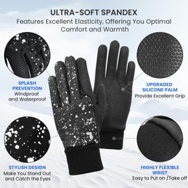 FINGER TEN Winter Golf Gloves Men Left and Right Hand Warm Waterproof Comfortable Soft 1 Pair, Men’s Golf Glove Relaxgrip Breathable Wear Resistance Fit Size Small M ML L X-Large (ML,Black)