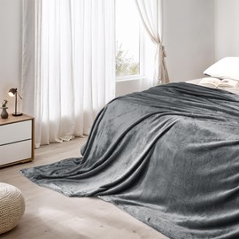 NICETOWN Soft Blanket King Size Fleece Warm Fuzzy Throw Blankets for Bed/Sofa Lightweight 300GSM Microplush Ultra Warm Blanket, 90" x 108", Grey