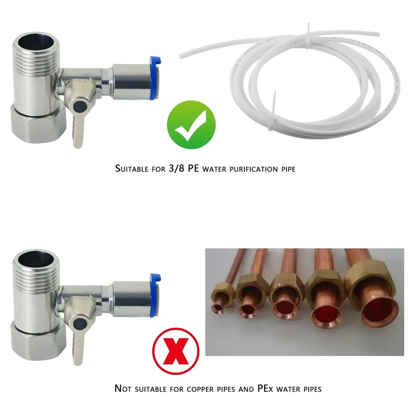 Stainless Steel Water Supply Adapter 1/2" x 1/2" x 3/8"