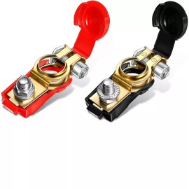 Frienda 2 Pieces Quick Release Battery Terminals Clamps Negative and Positive Copper
