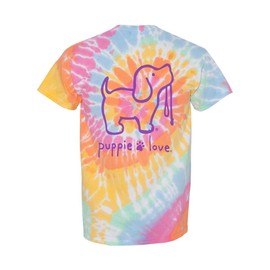 Puppie Love Tie Dye T-Shirt, Pastel Rainbow Colors, Help Rescue Dogs, T-Shirt-Small