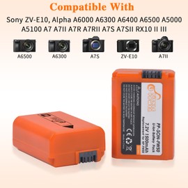 Pickle Power NP-FW50 Battery and LED Dula Charger for Sony A6500 A6400 A6300 A6000 A5000, A7 A7II A7RII A7SII A7S A7S2 A7R A7R2, RX10,NEX-3/5/7 Series Cameras