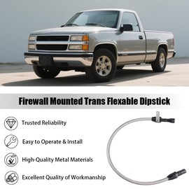 Firewall Mounted Trans Flexable Dipstick with Stainless Steel Braided Housing Compatible for GM Chevy 4L80E / 700R4 / 4L60E Transmissions, with Funnel Adapter Tube, Black