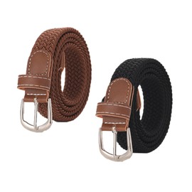 2Pcs Braided Belt,Woven Belt, Casual Youth Baseball Belt,Woven Stretch Belt,Pin Buckle Stretch Elastic Braided Belt