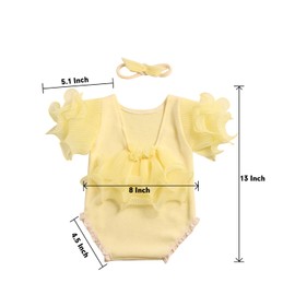 CUTEBBPHOTO Newborn Photography Outfits Girl Baby Photo Tutu Dress Newborn Photoshoot Romper Baby Picture Bodysuit Lace Outfit (Yellow2)
