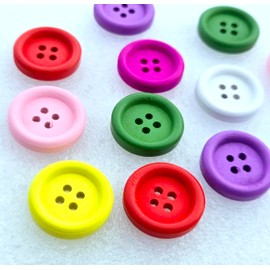 MajorCrafts 24pcs 20mm Mixed Colours Round 4 Holes Wood Sewing Buttons