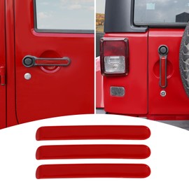 PDKLIN for Jeep JK Tailgate Door Handle Insert Trim Cover for Jeep Wrangler JK 2007-2017 2DR Red Exterior Accessories 3pcs