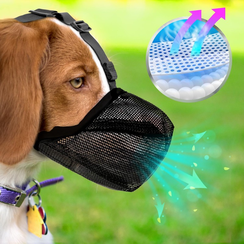 Dog Muzzle Soft Breathable Mesh - Adjustable Reflective Anti-Bark, Anti-Bite