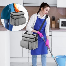 ORKELS Steam Cleaner Carry Bag Compatible with Bissell SteamShot Hard Surface Steam Cleaner 39N7V/39N7A, Adjustable Compartments Storage Bag Household Hand Bag with Extra Pockets for Accessories, Gray