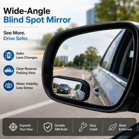 Blind Spot Mirror for Cars – Adjustable Wide-Angle Convex Mirror for Parking & Lane Awareness