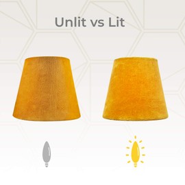 Royal Designs, Inc. Set of 6 Clip On Chandelier Shade Velvet Fabric, CS-1107-5MU-6, Mustard, 3 x 5 x 4.5 in, 6 Pack