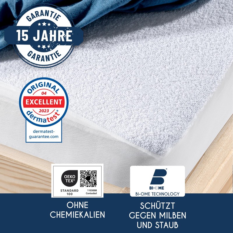 Dreamzie Mattress Protector, 140 x 200 cm, Waterproof, Oeko-Tex, Made