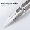3-Piece Ceramic Tip Precision Soldering Tweezers Set, Anti-Static Straight and